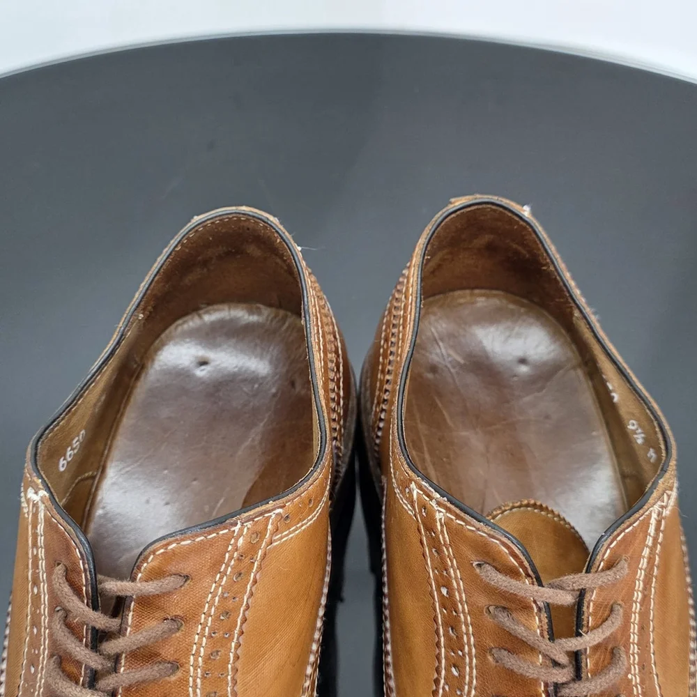 Luxury Mercanti Fiorentini 6650 Wingtip Oxford Men’s 9.5M Brown Leather ITALY